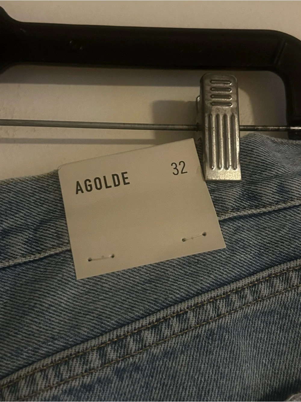 Agolde Parker Long Denim Shorts  Blue Raw Hem  Swapmeet Button Fly Size 32 NWT